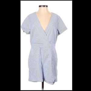 Blue and white striped romper